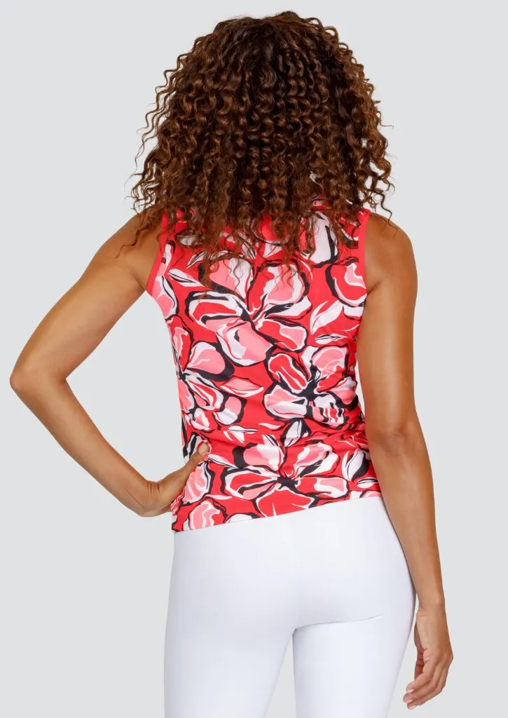 New Tail Mea Funnel Neck Sleeveless Floral Top in Pink, White & Black MSP$93