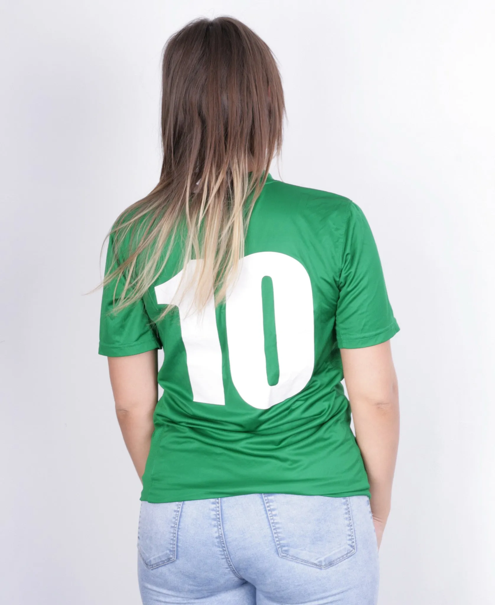 Nike Womens S Shirt Green Dri-Fit Sport Short Sleeve Football