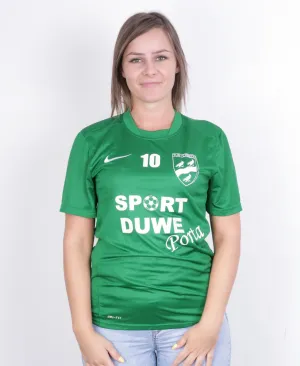 Nike Womens S Shirt Green Dri-Fit Sport Short Sleeve Football