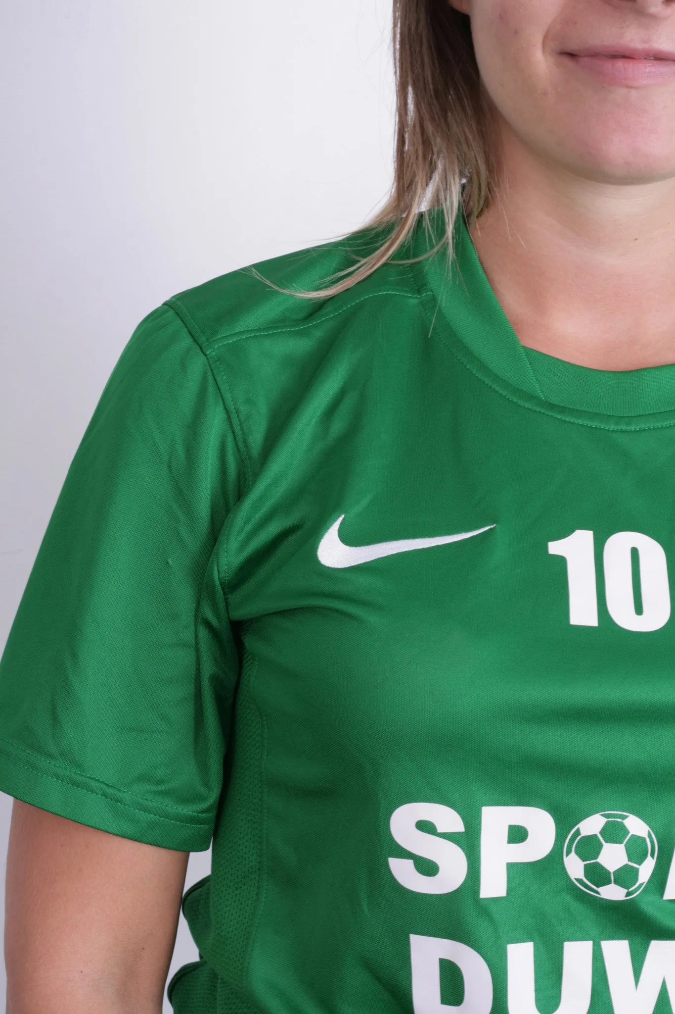 Nike Womens S Shirt Green Dri-Fit Sport Short Sleeve Football