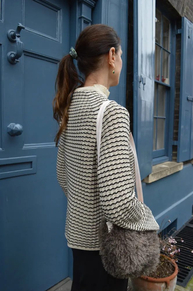 Object Ester Sandshell and Black Pattern Pullover