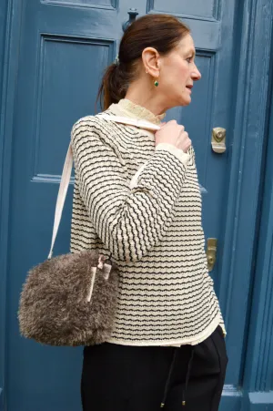 Object Ester Sandshell and Black Pattern Pullover