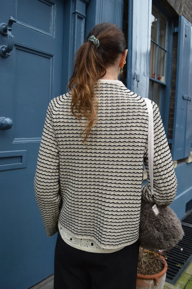 Object Ester Sandshell and Black Pattern Pullover
