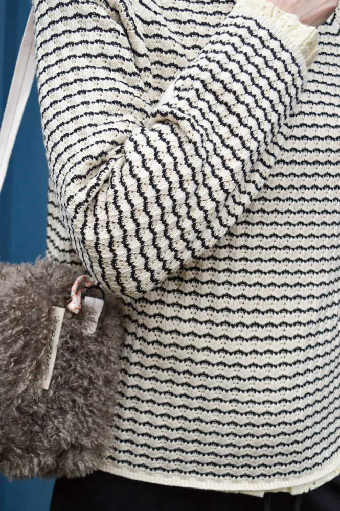 Object Ester Sandshell and Black Pattern Pullover