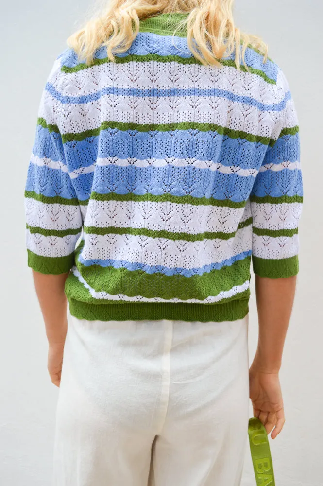 One Collective Pori Cedar Green Pointelle Cardigan