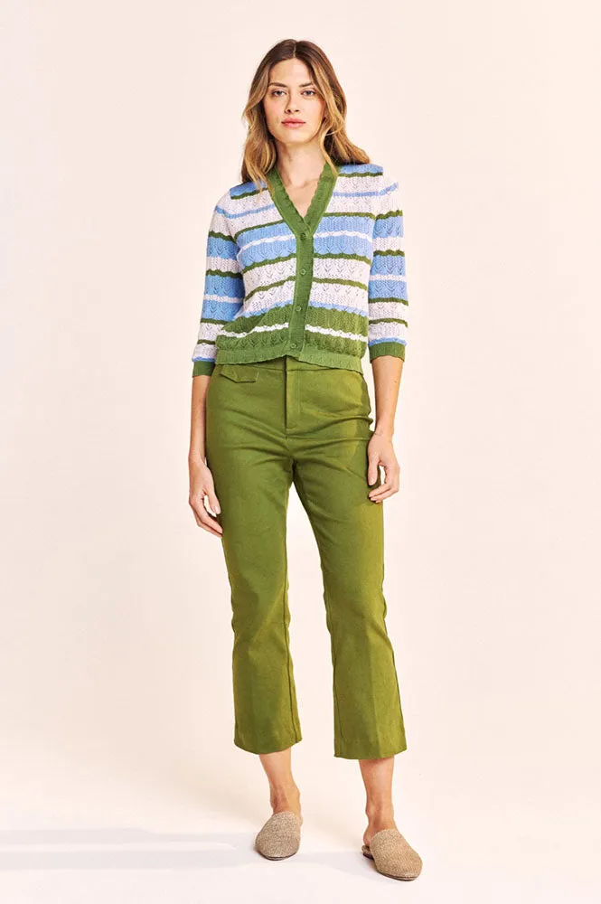 One Collective Pori Cedar Green Pointelle Cardigan