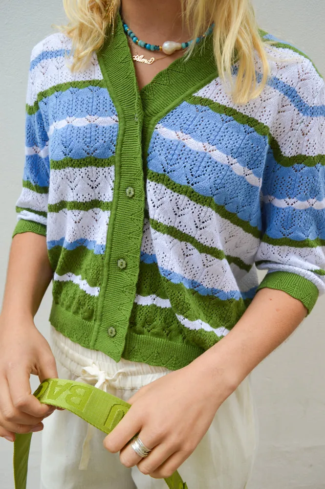One Collective Pori Cedar Green Pointelle Cardigan