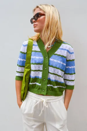 One Collective Pori Cedar Green Pointelle Cardigan