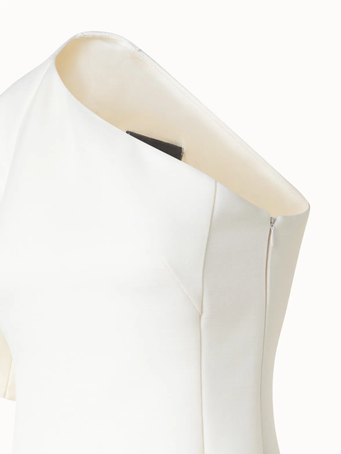 One-Shoulder Wool Double-Face Cocktail Dress 