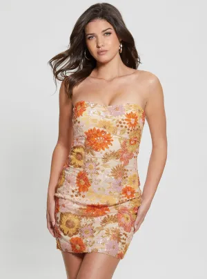 Orange Fia Sequin Mini Dress Guess