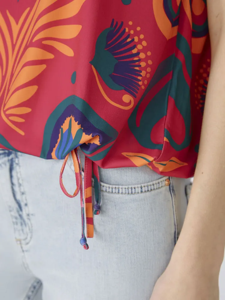 Oui Blouse Pink & Orange