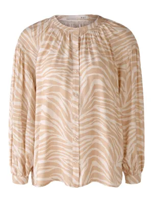 Oui Patterned Blouse Tan