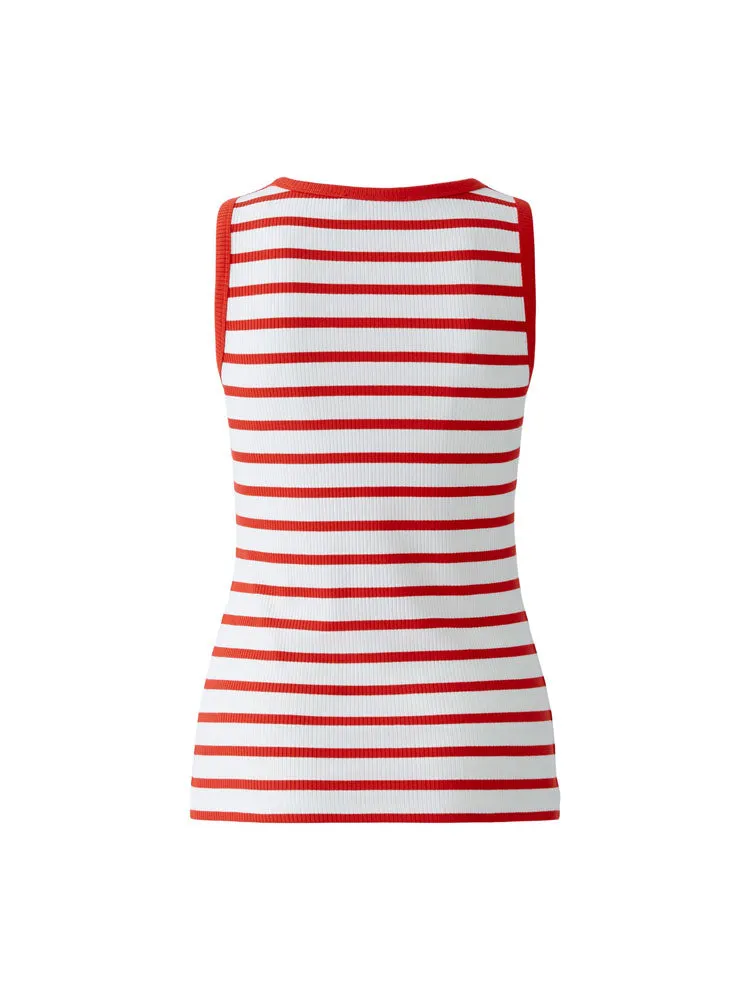 Oui Striped Vest Top Red & White