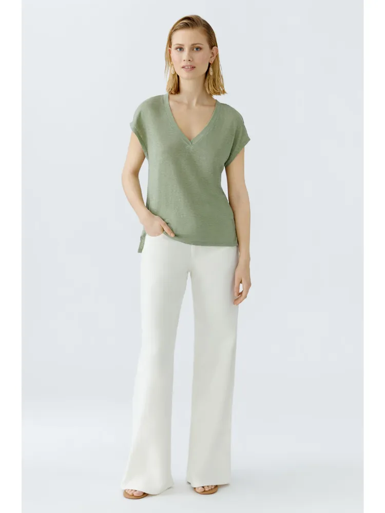 Oui V-Neck T-Shirt Sage