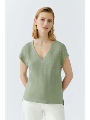 Oui V-Neck T-Shirt Sage
