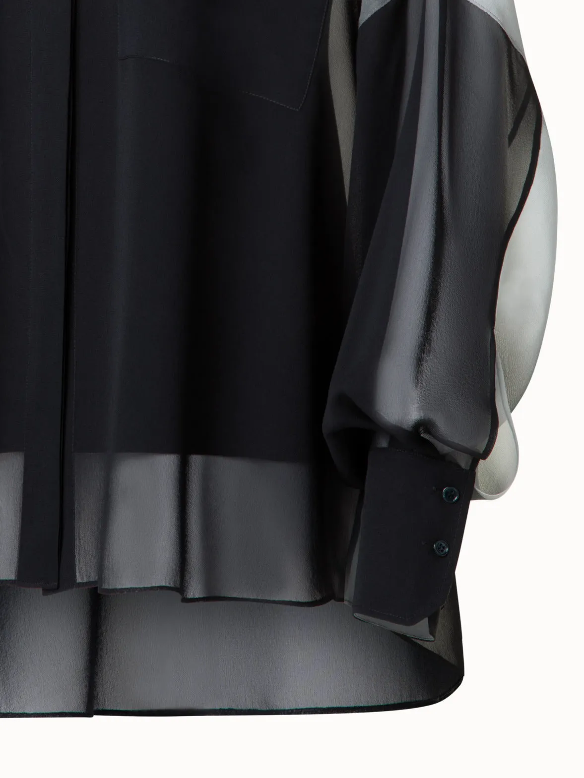 Oversize Blouse in Semi-Sheer Silk Georgette with Shadow Print Akris