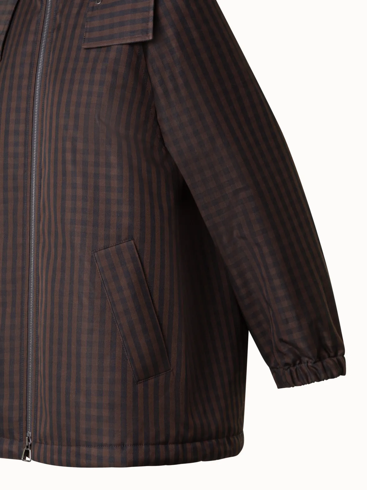 Oversize Silk Parka with Vichy Check Akris