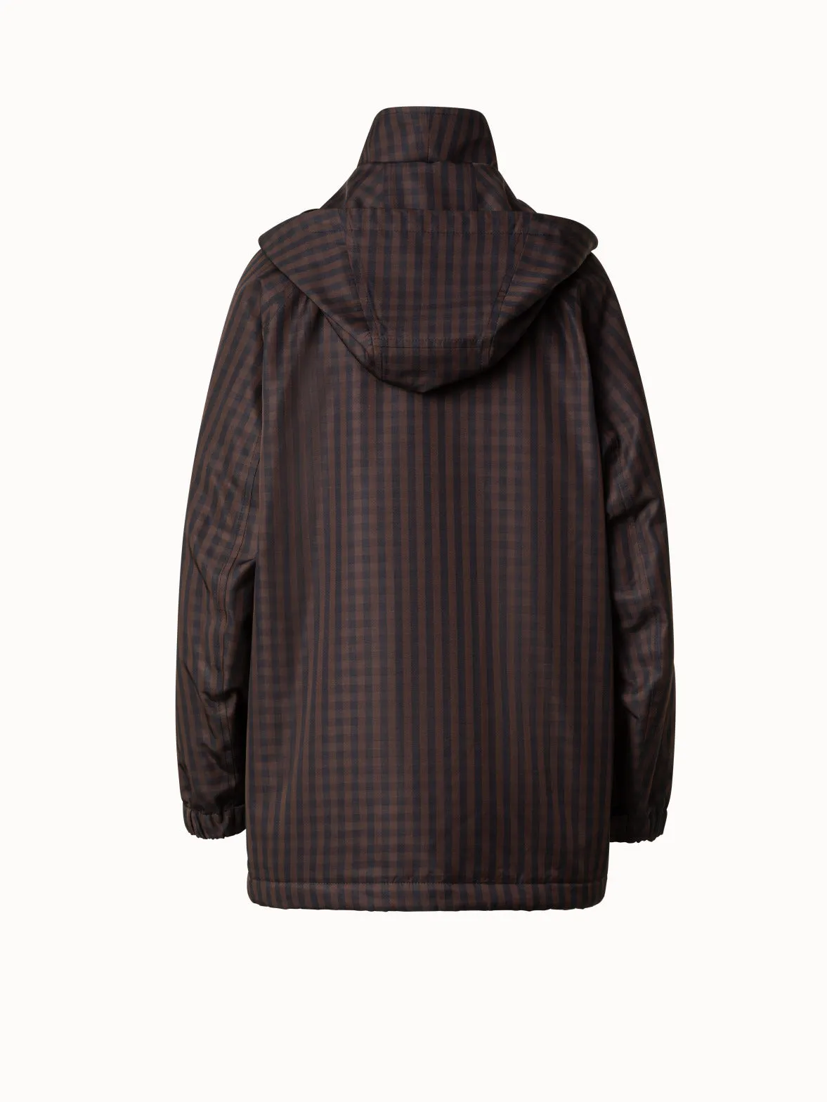 Oversize Silk Parka with Vichy Check Akris