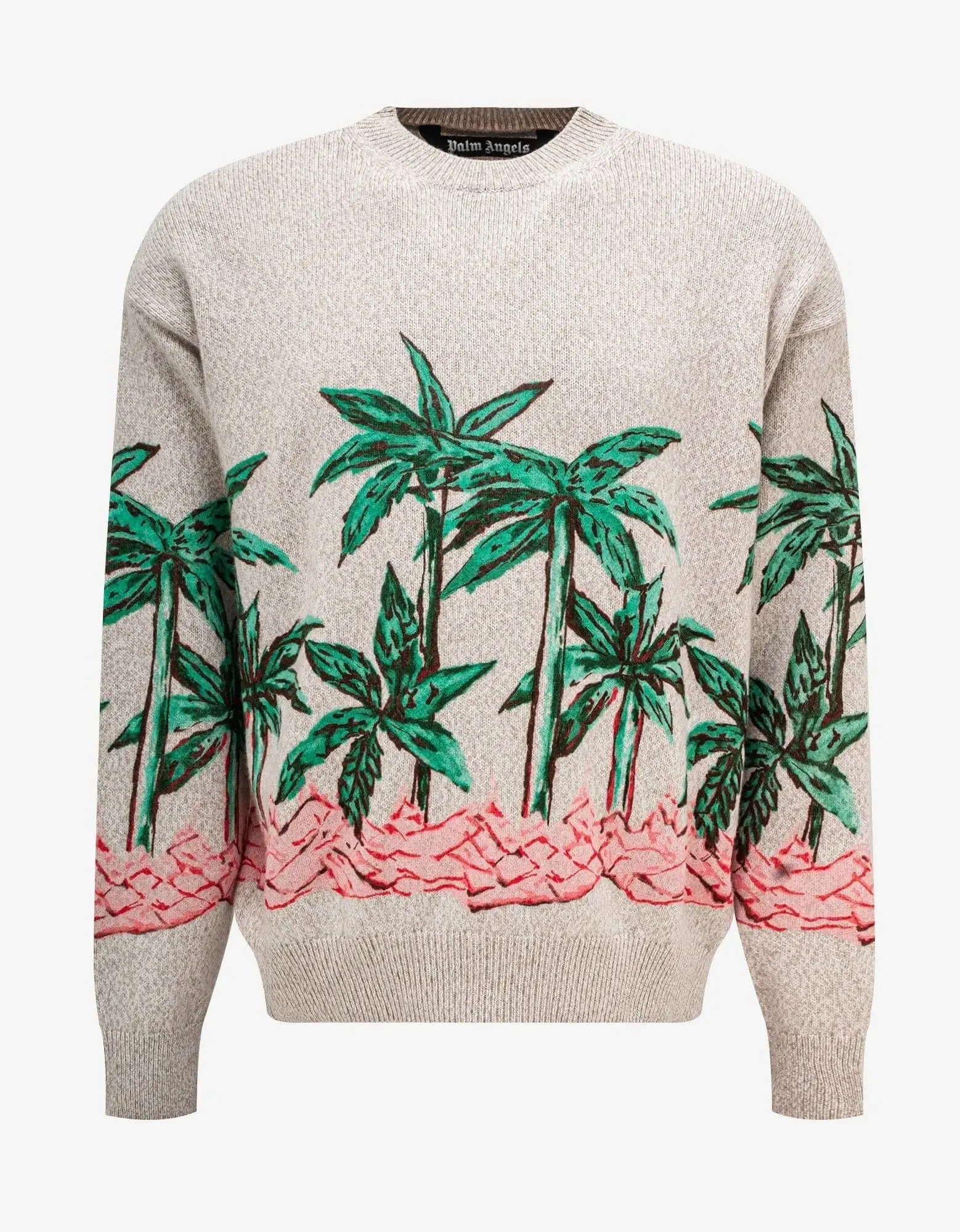 Palm Angels Cream Palms Row Printed Sweater