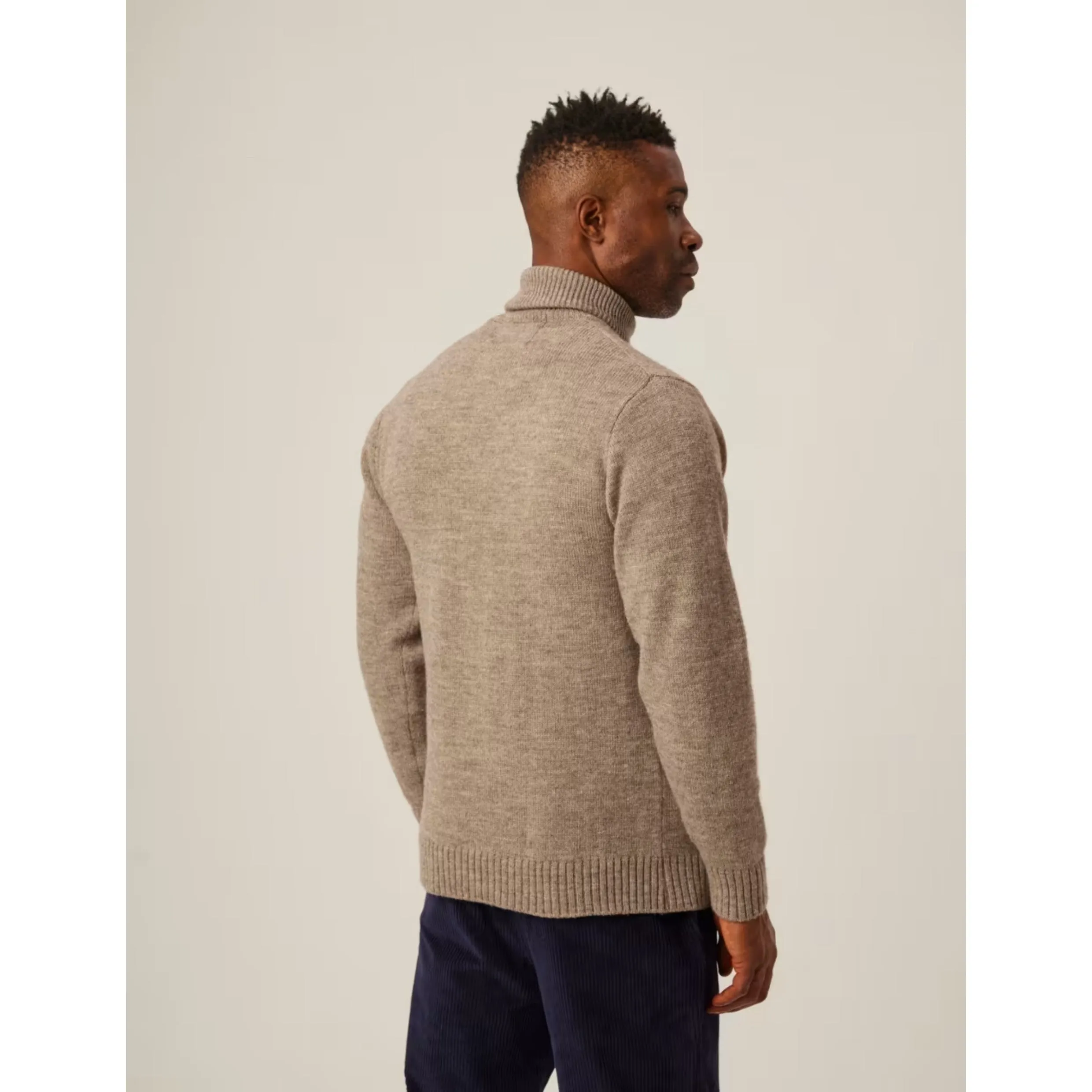 Peregrine Makers Stitch Polo Neck Jumper Oak Made in England WJ71038