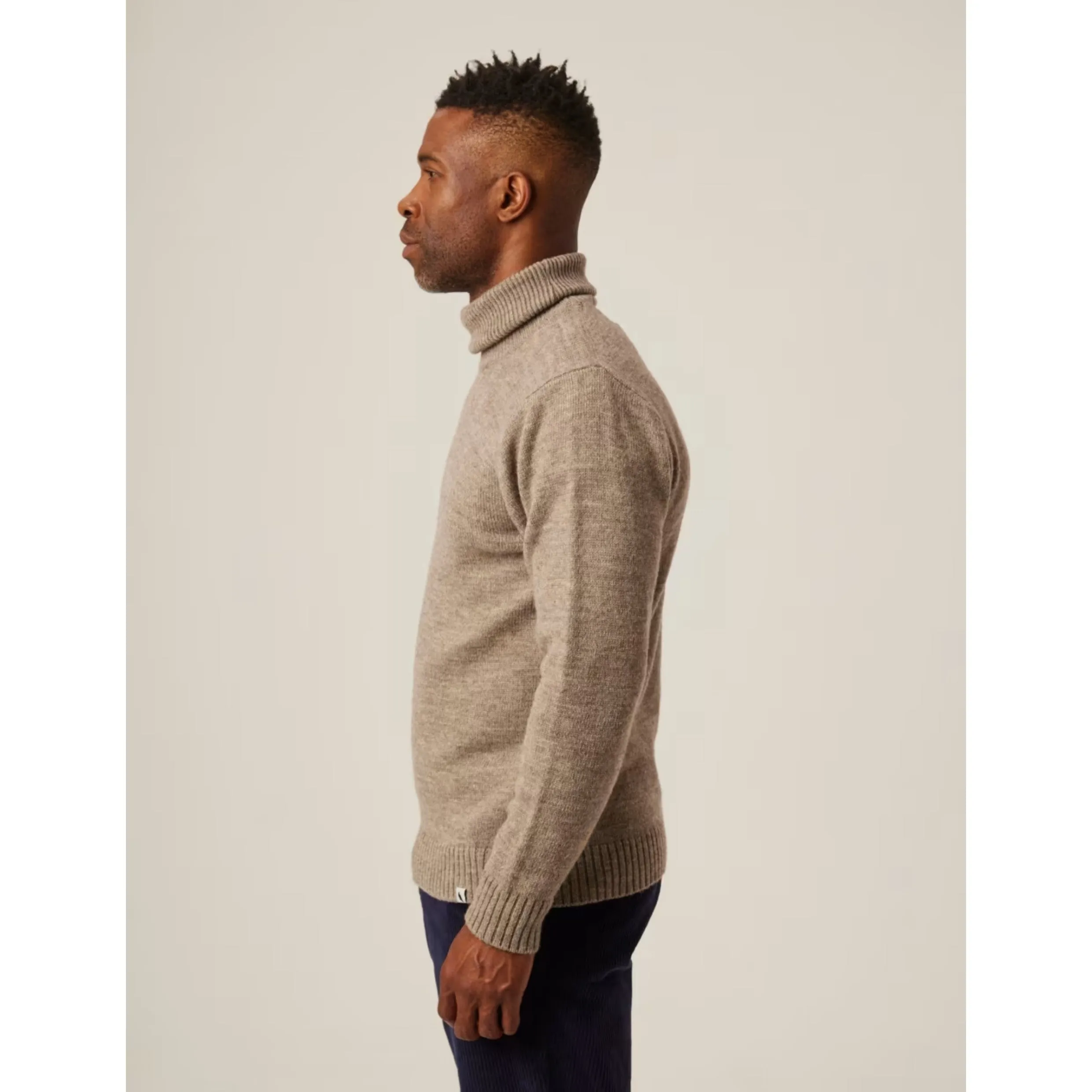 Peregrine Makers Stitch Polo Neck Jumper Oak Made in England WJ71038