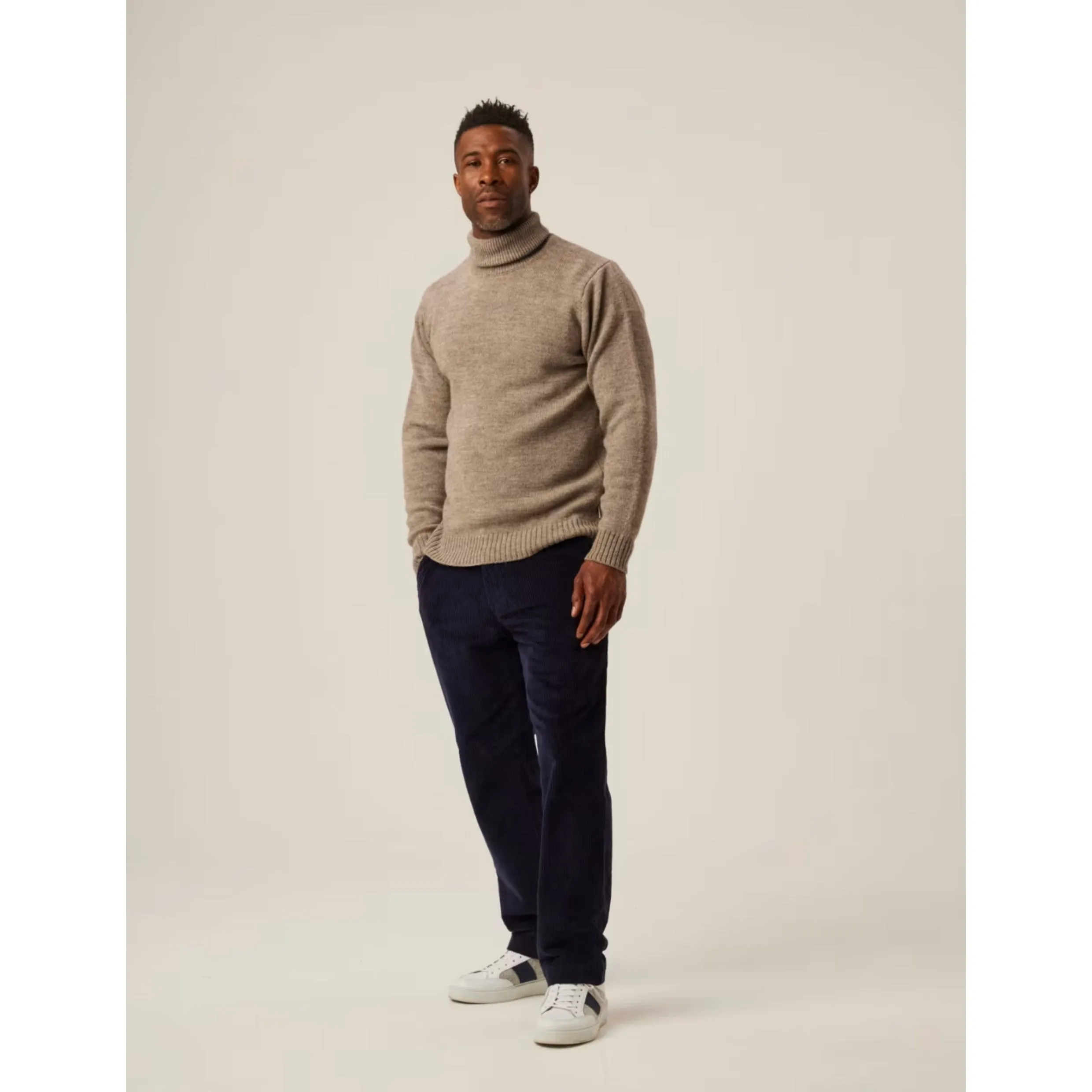 Peregrine Makers Stitch Polo Neck Jumper Oak Made in England WJ71038