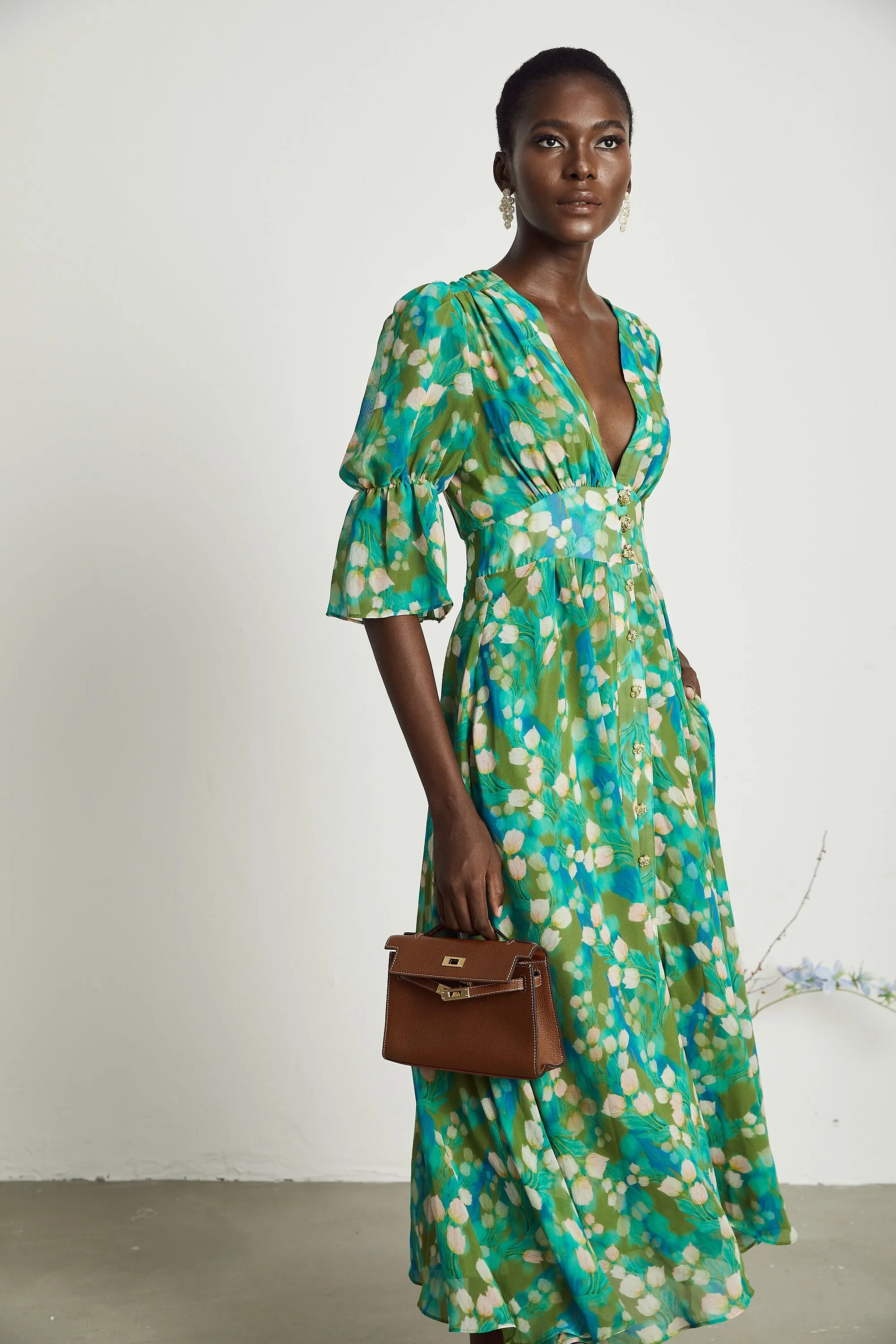 Perrine floral-print tulle midi dress Gloria Lanvin