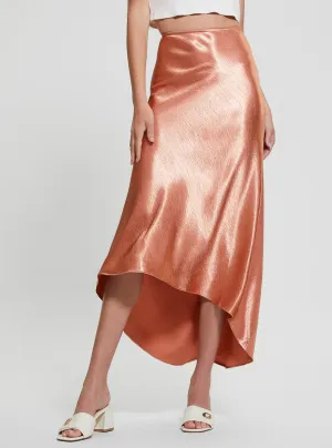 Pink Lilya Satin Midi Skirt Guess