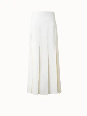 Pleated Midi Skirt in Linen Wool Blend Akris