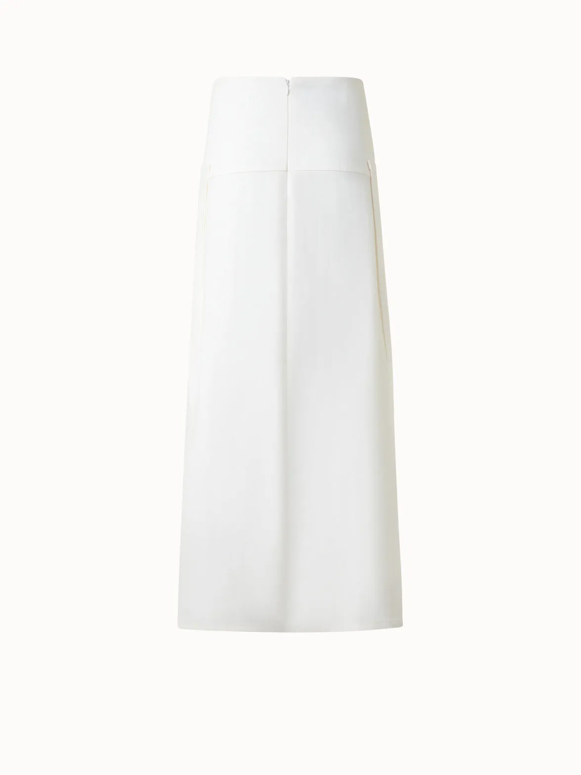 Pleated Midi Skirt in Linen Wool Blend Akris