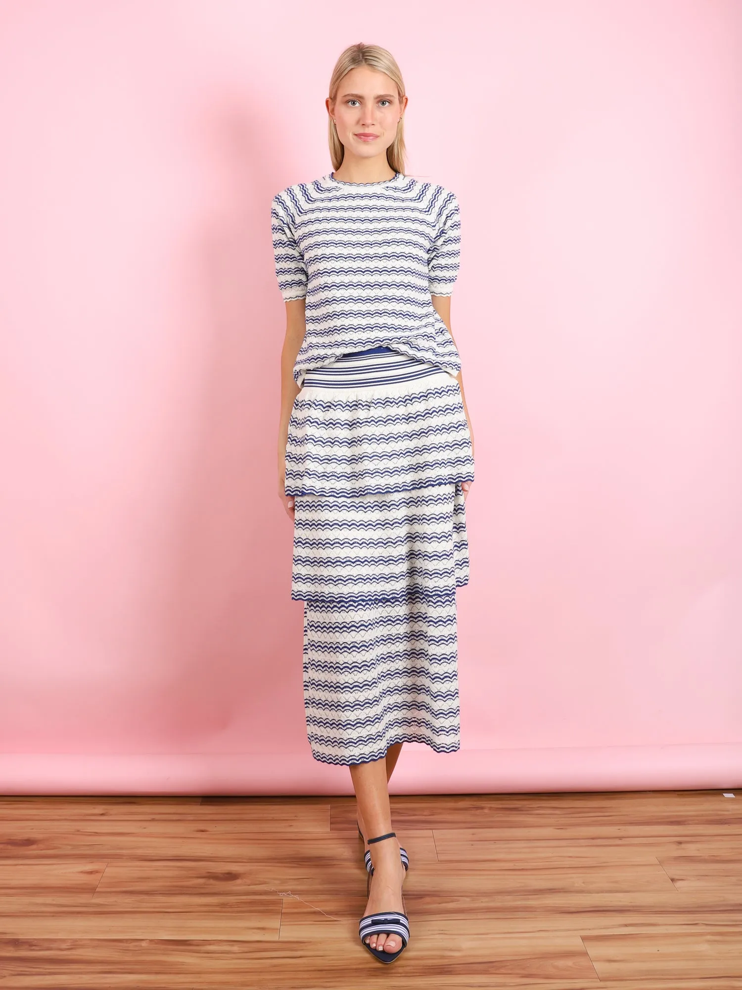 Pointelle Knit Elbow Top