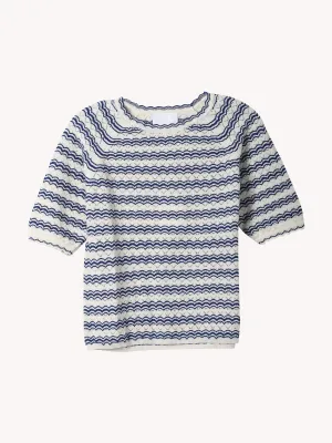 Pointelle Knit Elbow Top