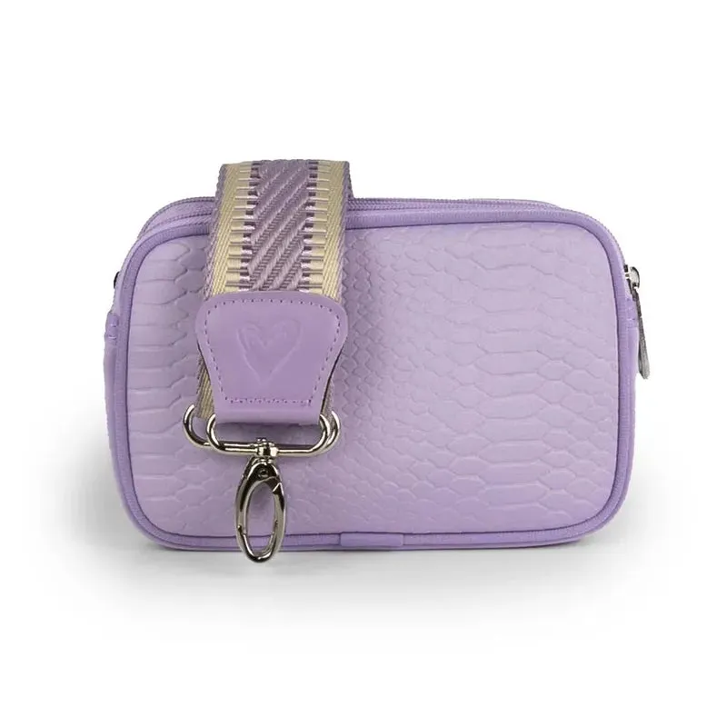 preneLOVE Dual Zip Belt/Crossbody Bag - Lavender Embossed