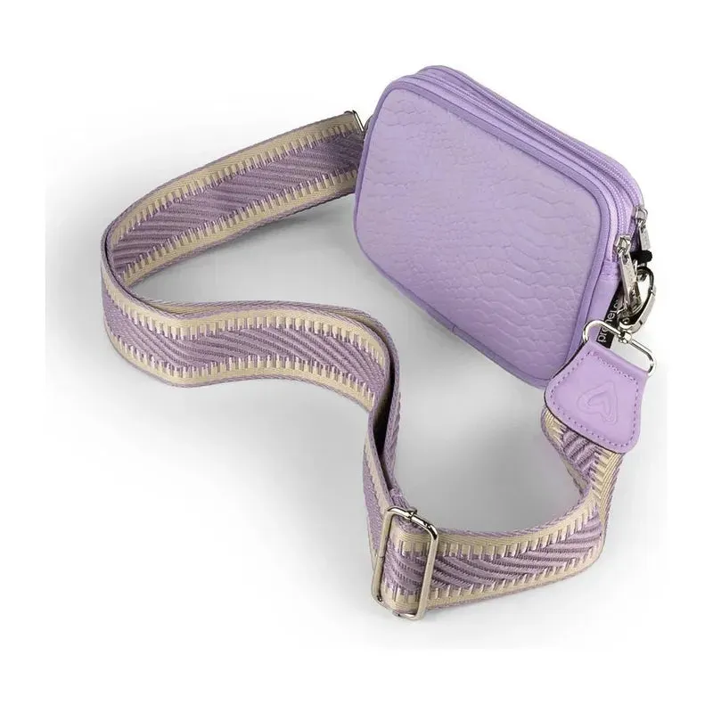 preneLOVE Dual Zip Belt/Crossbody Bag - Lavender Embossed