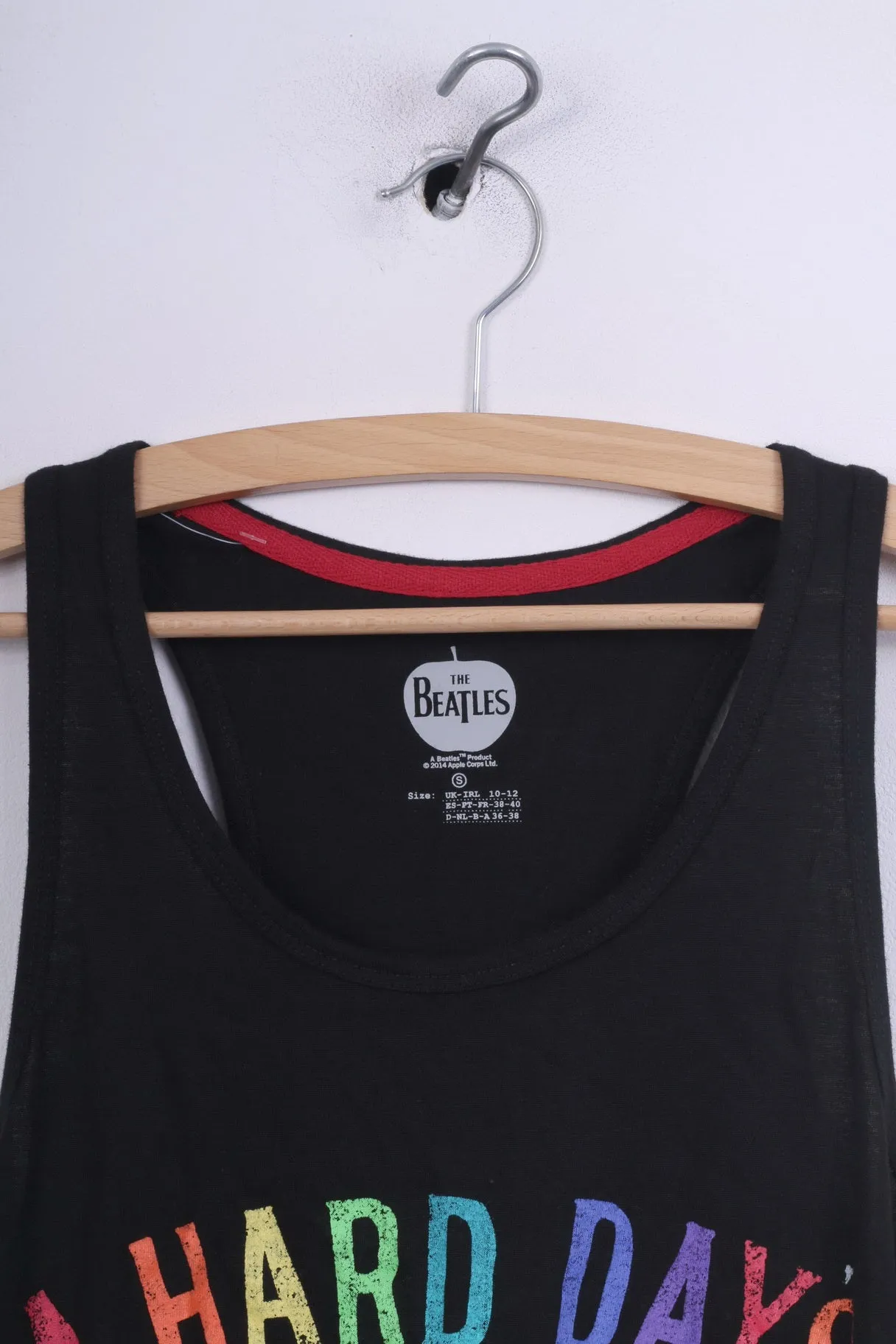 Primark The Beatles Womens 10/12 M Shirt Tank Top Graphic Cotton Black A Hard Days Night