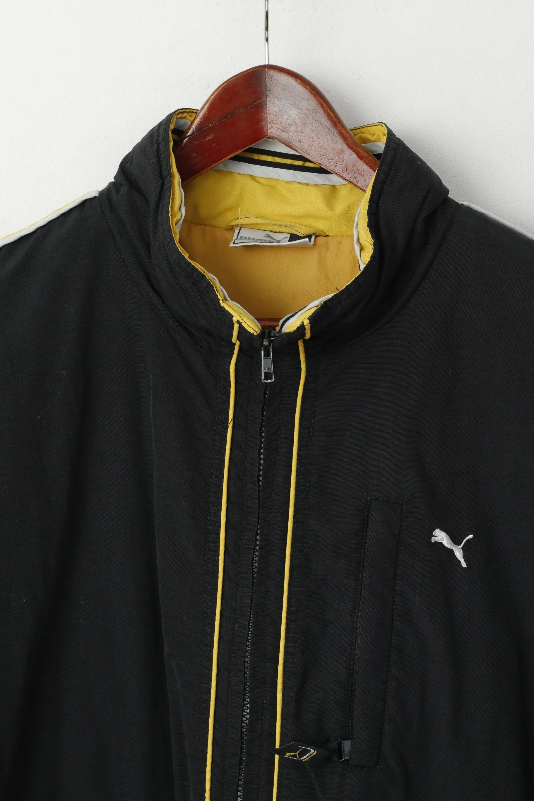 Puma Men XXL Jacket Black Nylon Waterproof Padded Full Zipper Casual Top