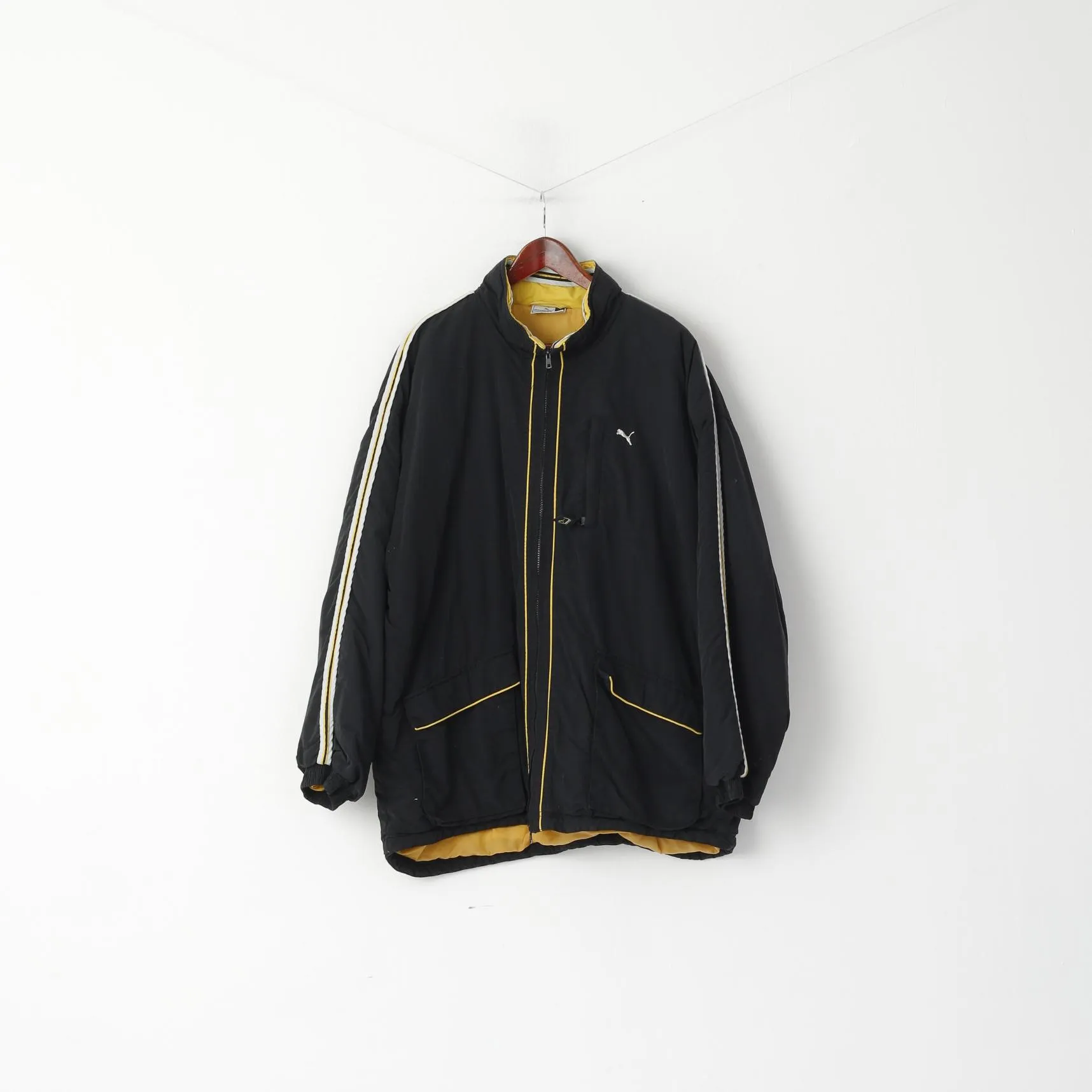 Puma Men XXL Jacket Black Nylon Waterproof Padded Full Zipper Casual Top