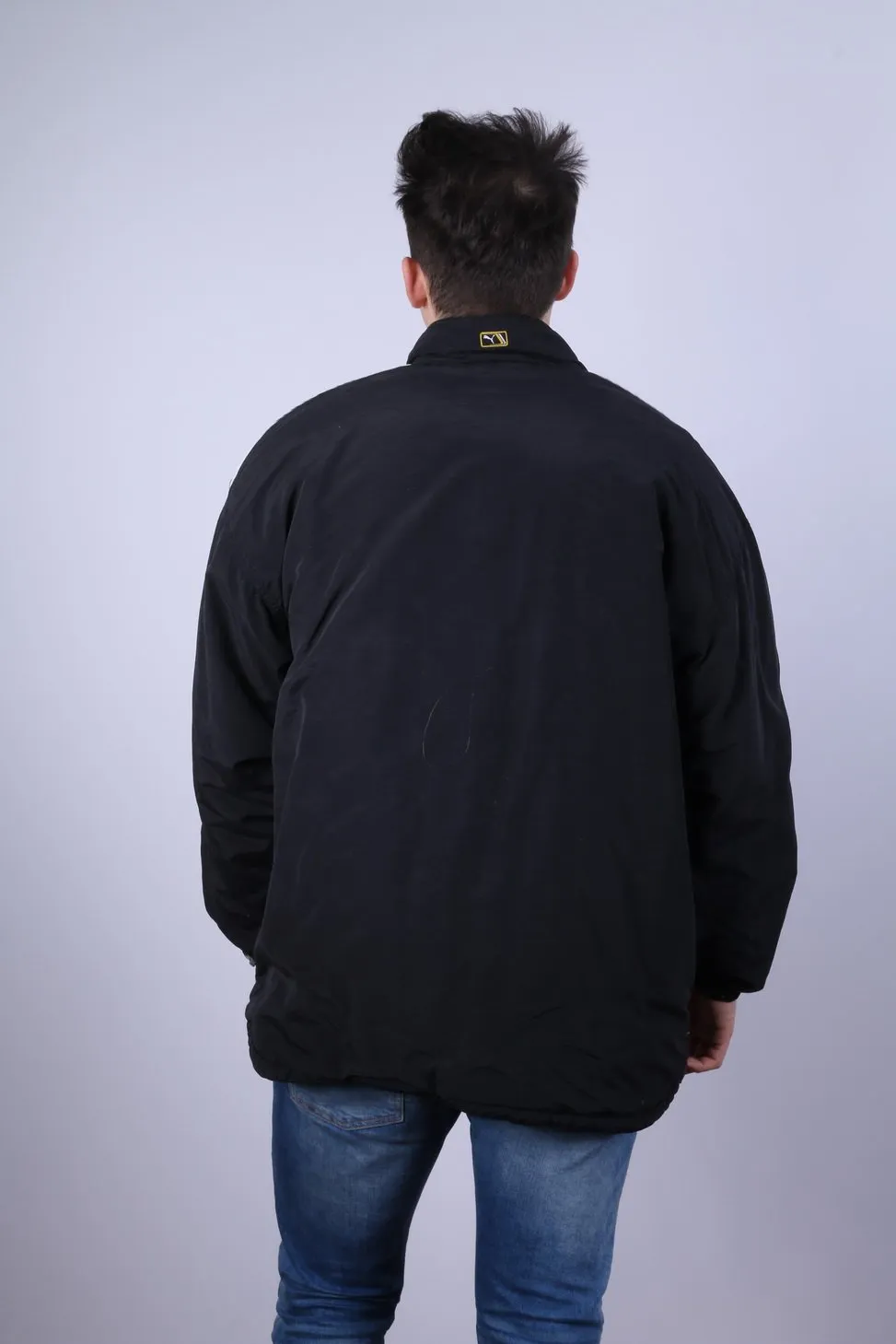 Puma Men XXL Jacket Black Nylon Waterproof Padded Full Zipper Casual Top