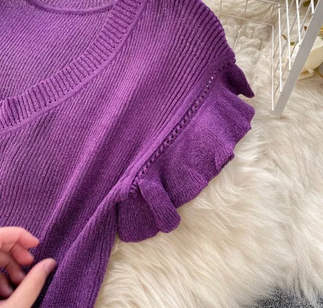 Purple High Waist Gauze Skirt Set Anna Kay Co