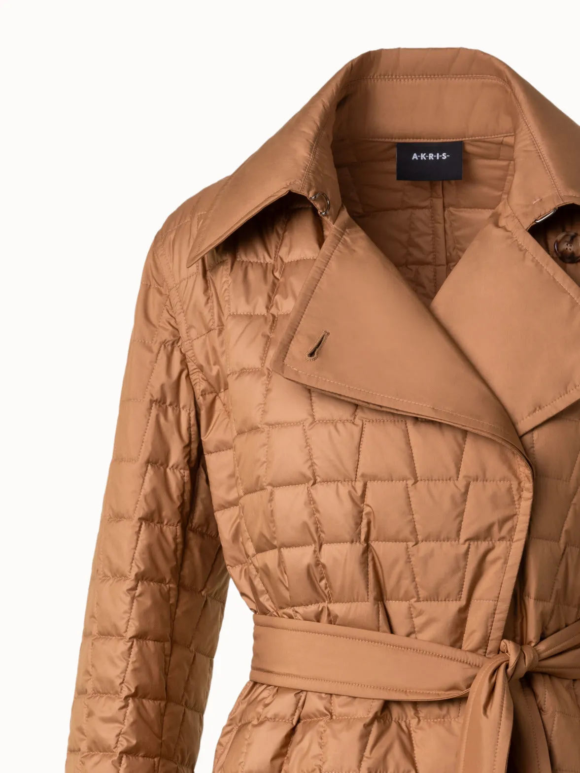 Quilted Trapezoid Long Coat Akris