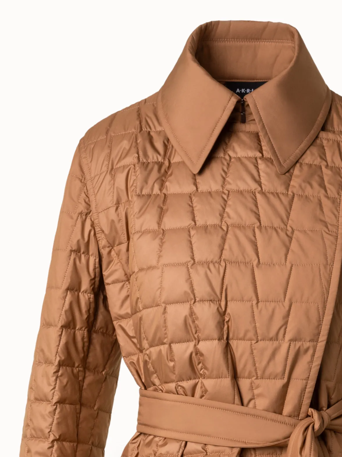 Quilted Trapezoid Long Coat Akris