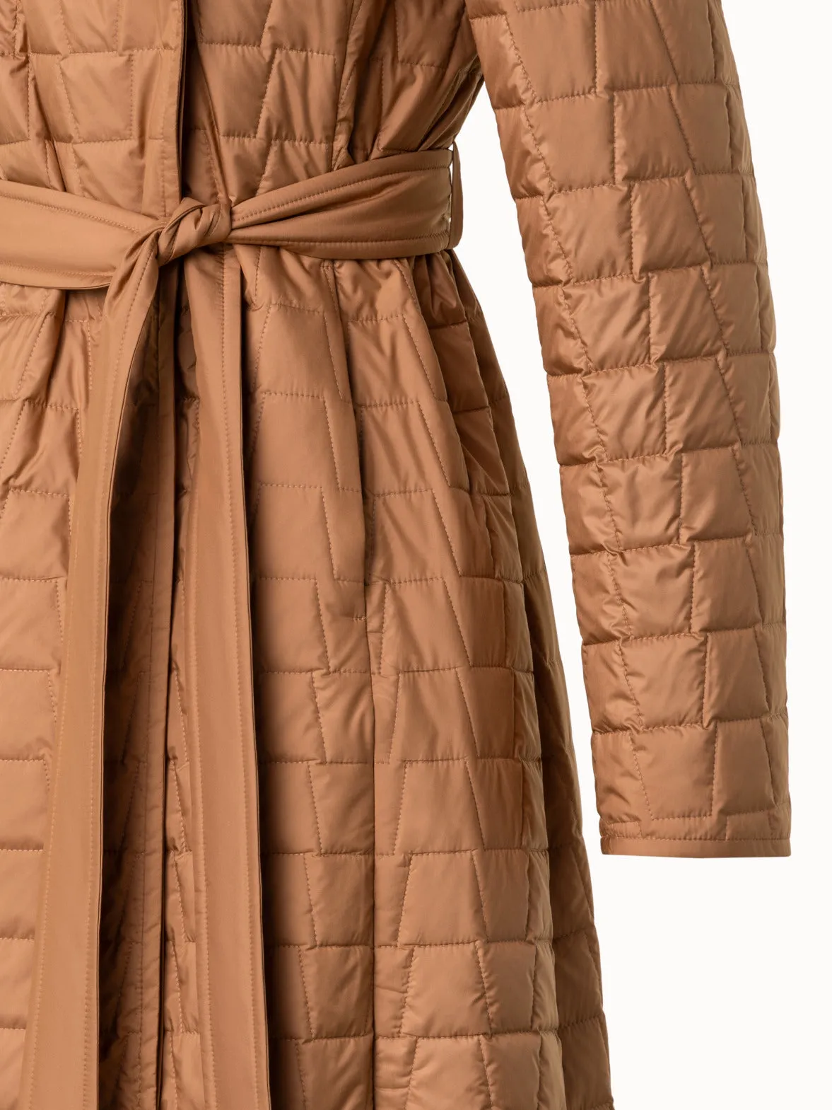 Quilted Trapezoid Long Coat Akris