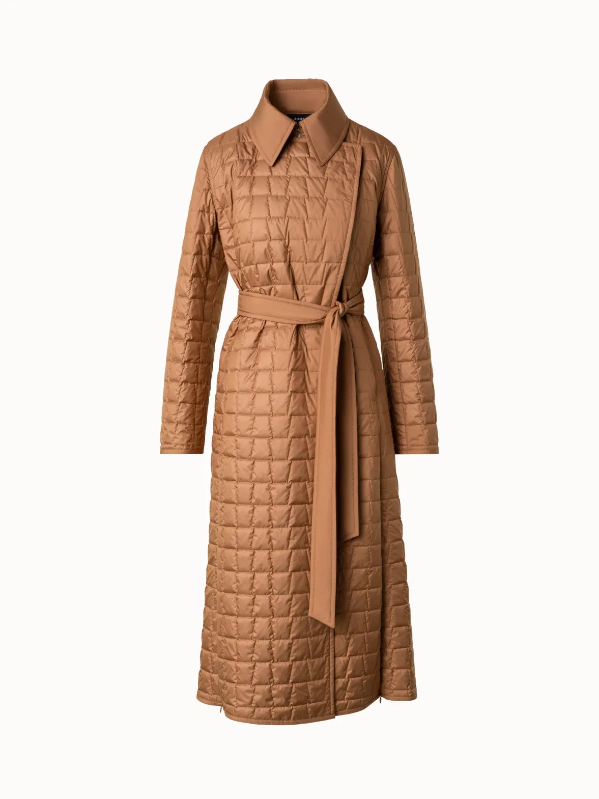 Quilted Trapezoid Long Coat Akris