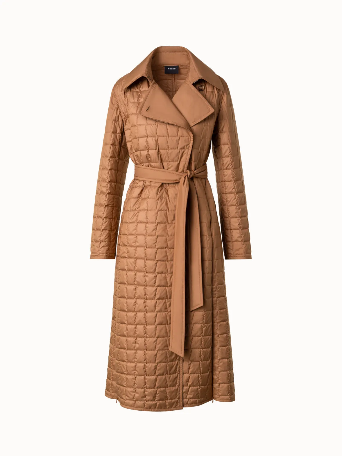 Quilted Trapezoid Long Coat Akris
