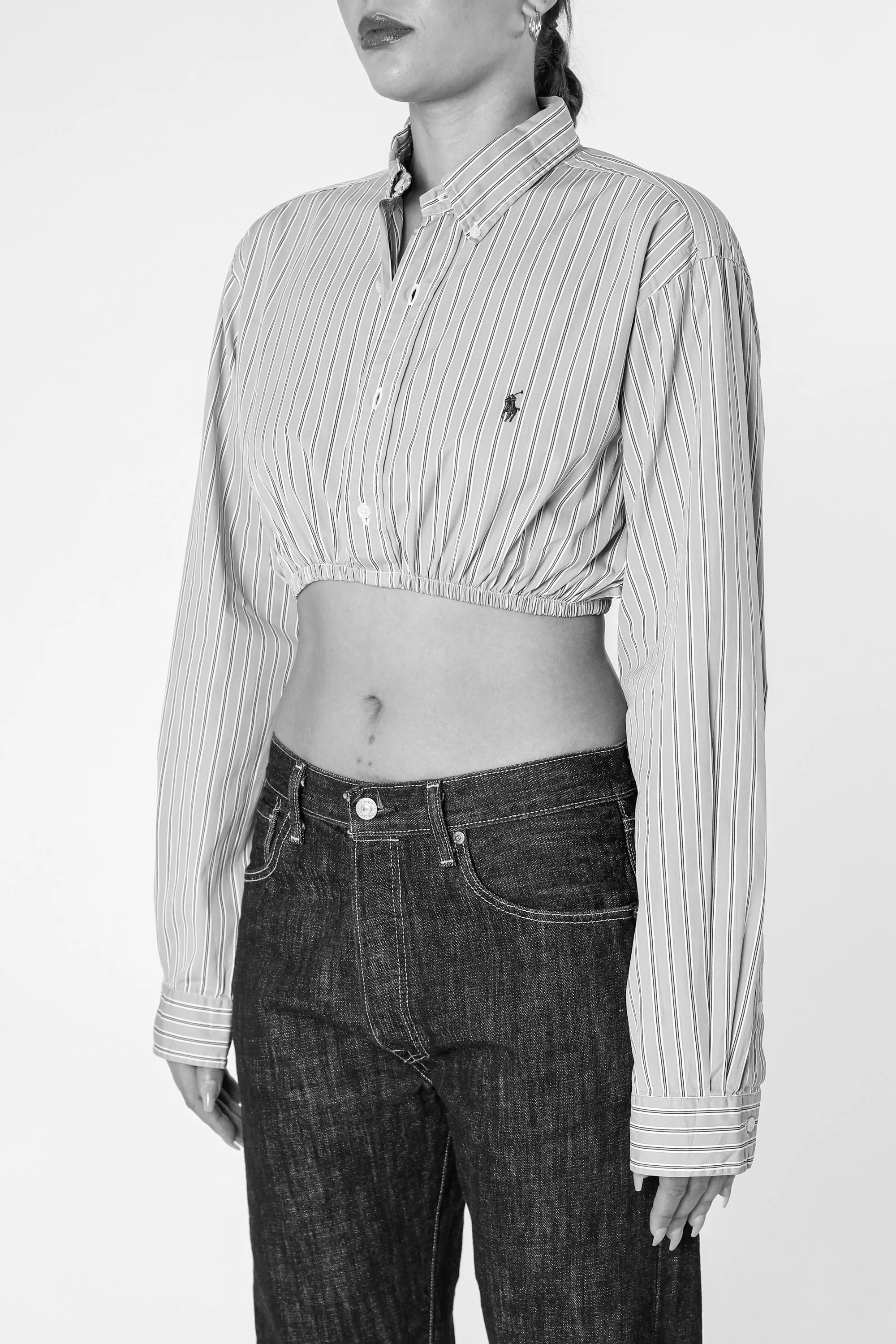 Rework Oxford Cinch Crop Shirt - S Frankie