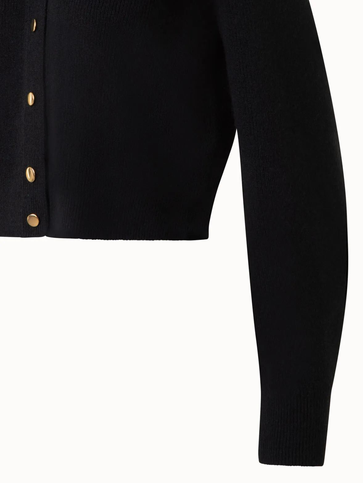 Ribbed Cashmere Cardigan with Gold Buttons Akris