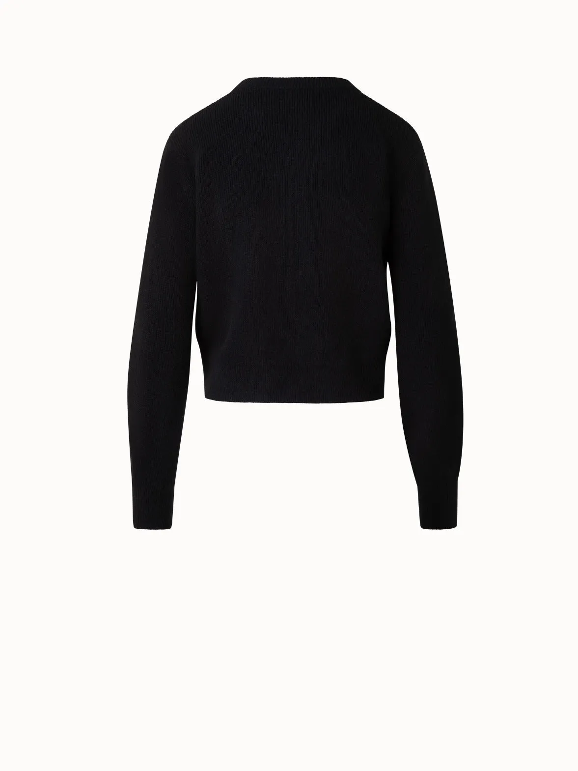 Ribbed Cashmere Cardigan with Gold Buttons Akris