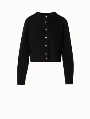 Ribbed Cashmere Cardigan with Gold Buttons Akris