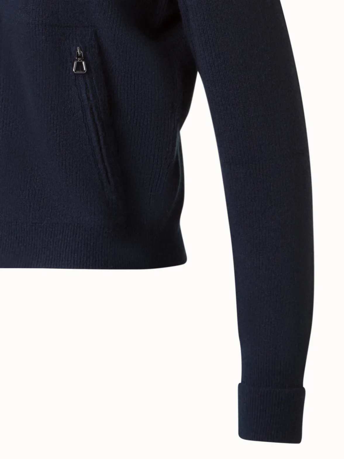 Ribbed Zip Cardigan in Cashmere Knit Akris