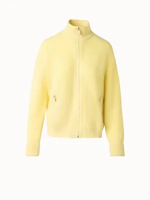 Ribbed Zip Cardigan in Cashmere Knit Akris